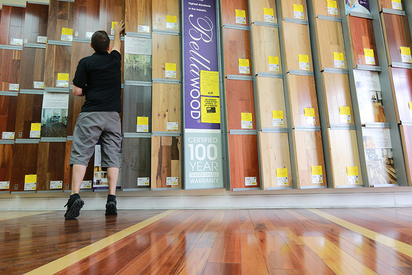 Kiel Skrobacz, an assistant store manager at Lumber Liquidators in Lutz, Fla.,on March 12, 2015. Formaldehyde is used in pressed wood and laminate flooring.
