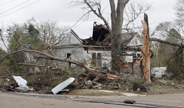 A tornado in 2023 damaged this house in Selma, Alabama.